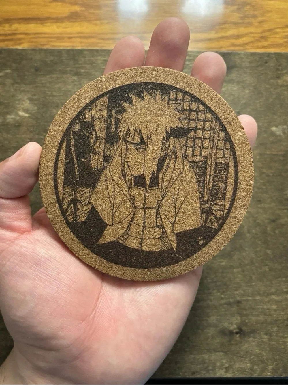 Naruto Fourth Hokage Laser Engraved Cork Coaster